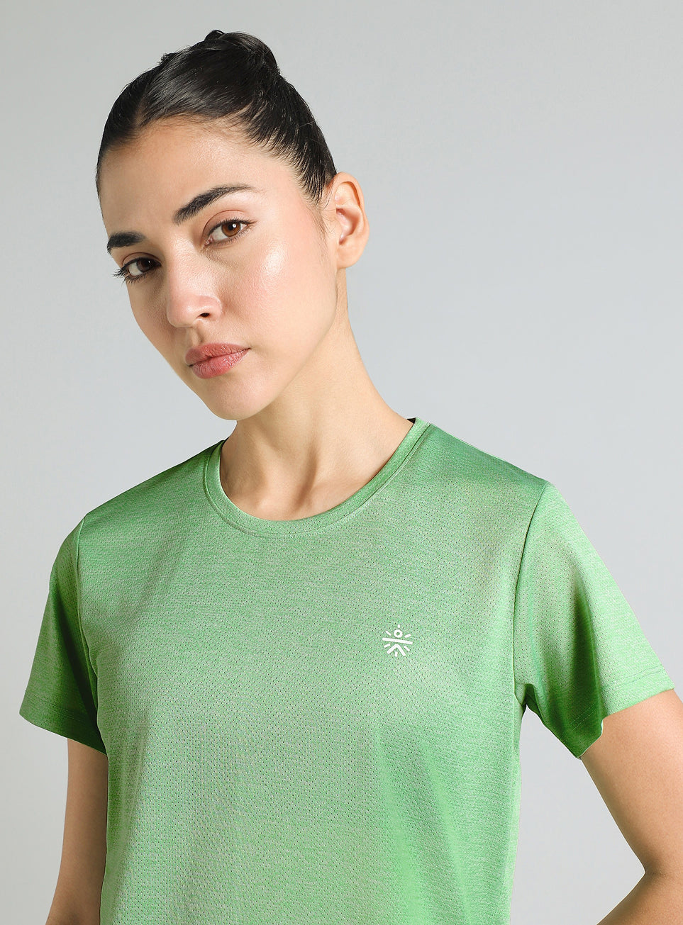 Women's Green Textured Active T-Shirt