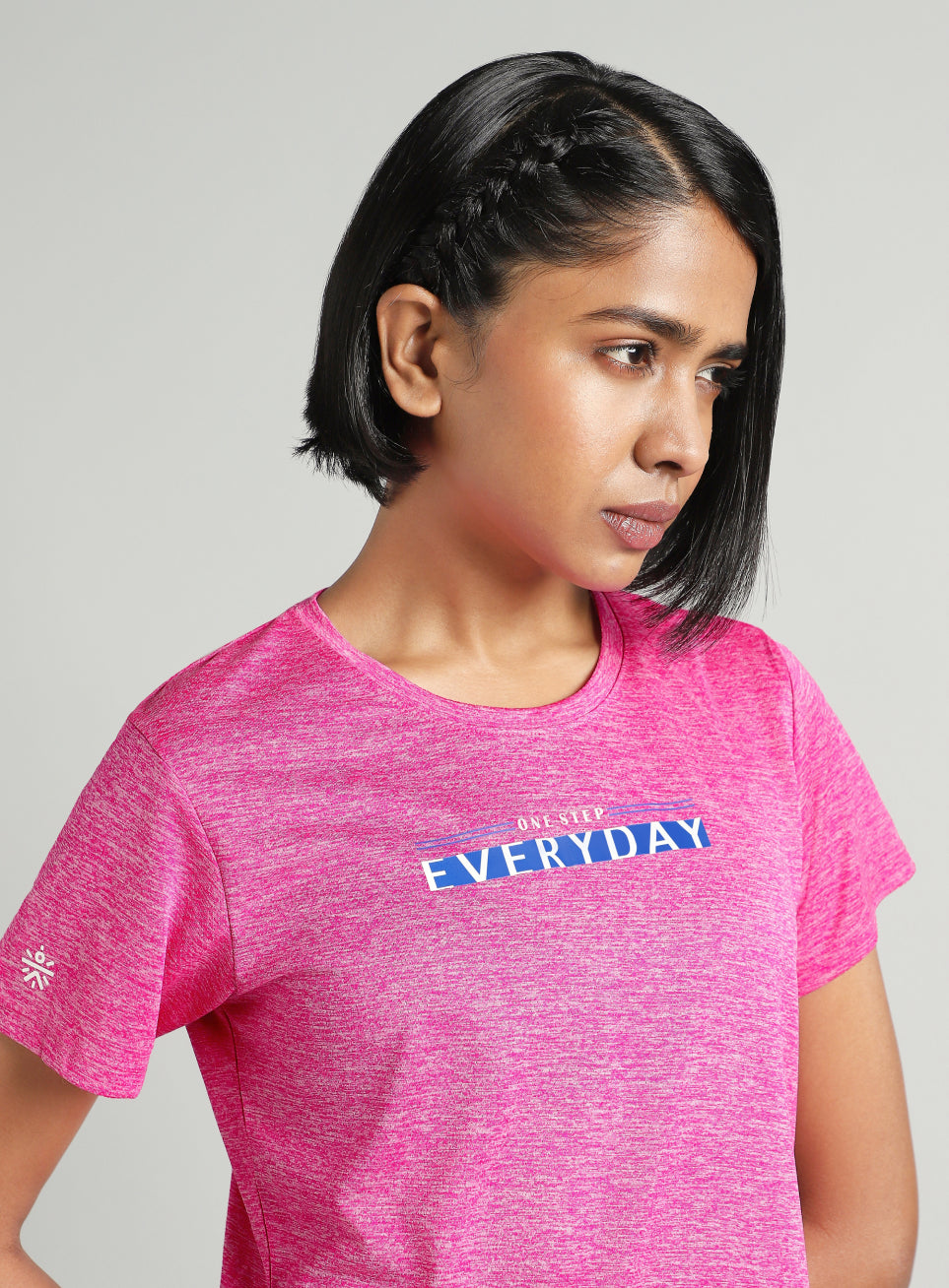 Women's Pink Training Textured T-shirt