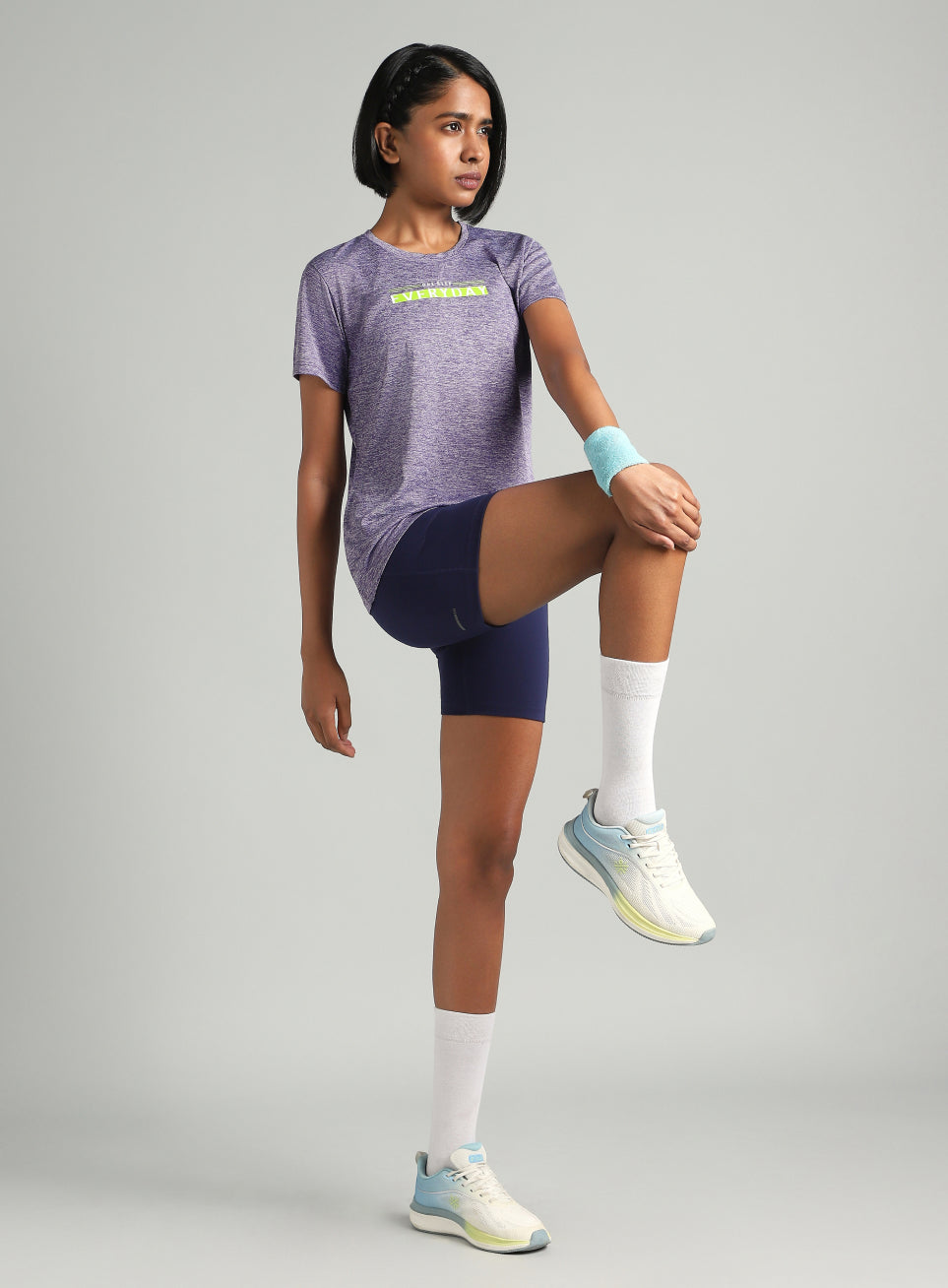 Women's Purple Training Textured T-shirt