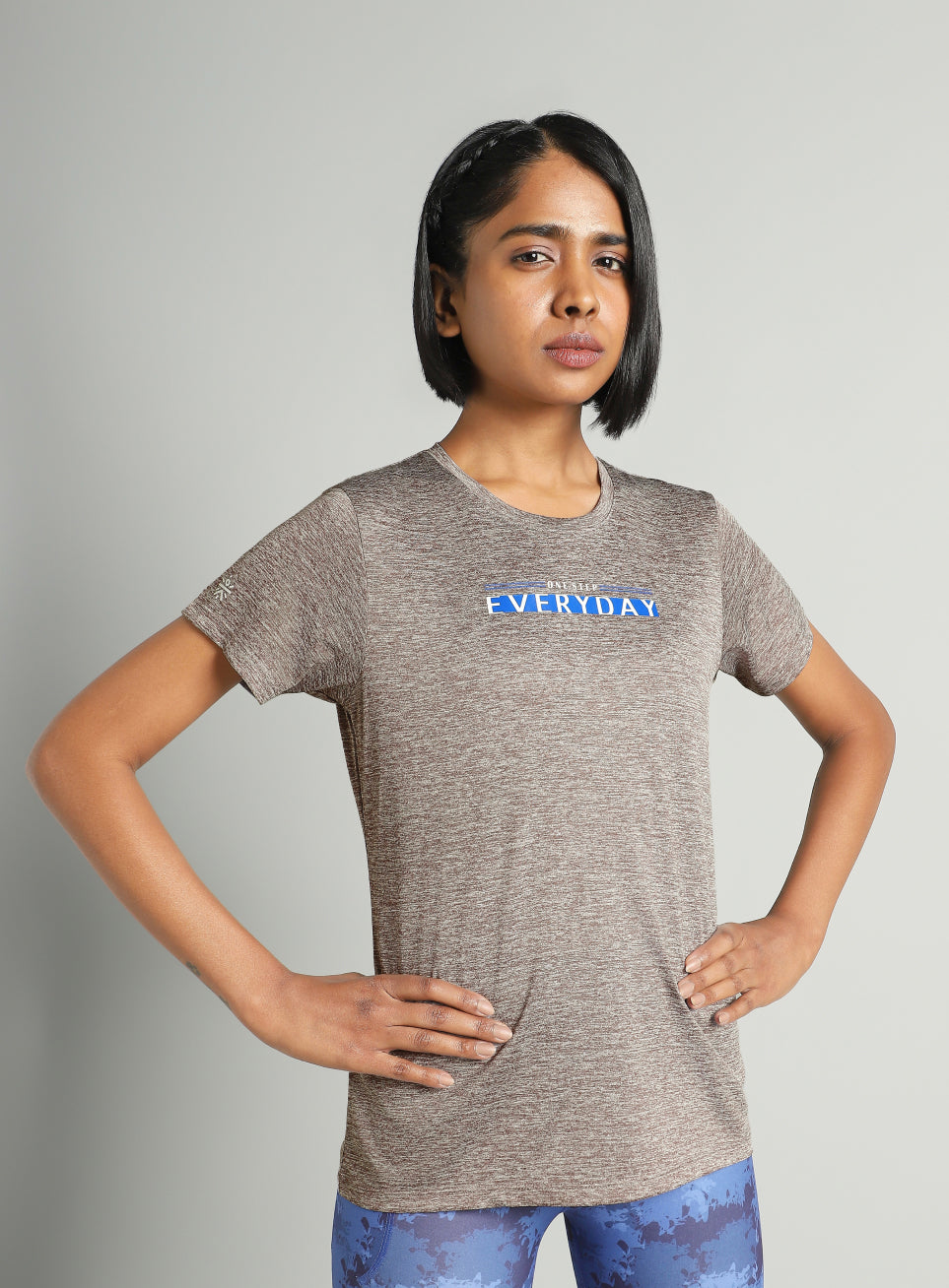 Women's Grey Training Textured T-shirt