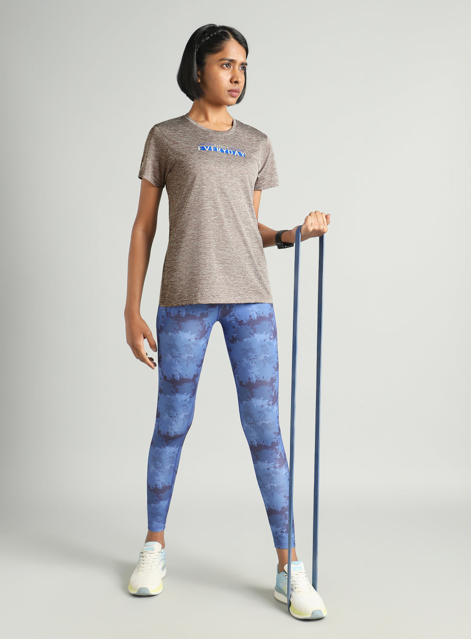 Women's Grey Training Textured T-shirt
