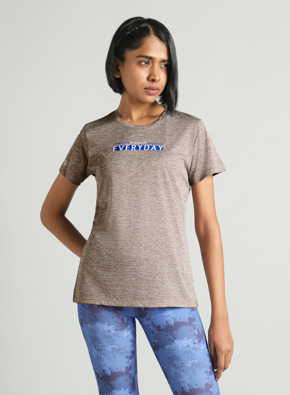 Women's Grey Training Textured T-shirt