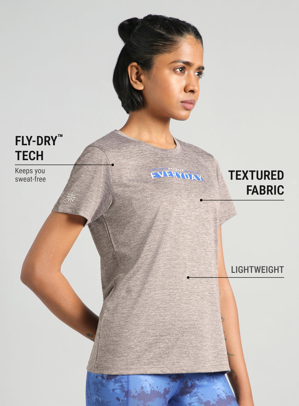 Women's Pink Training Textured T-shirt