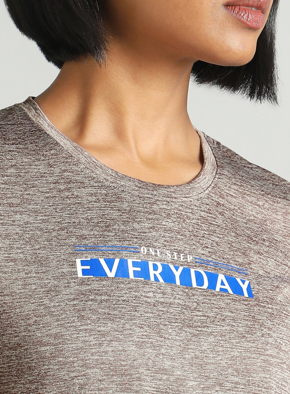 Women's Grey Training Textured T-shirt