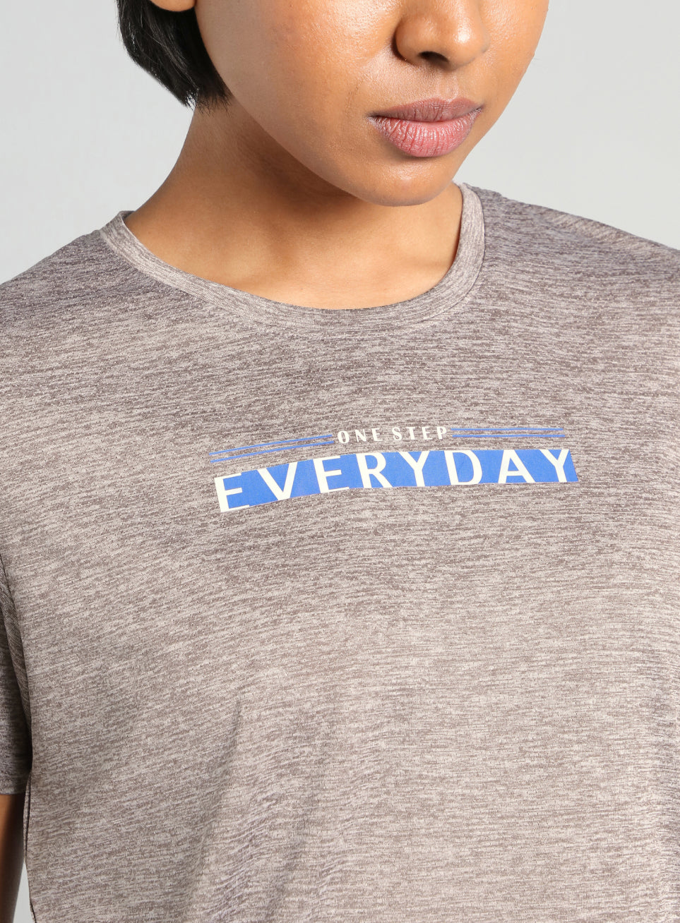 Women's Grey Training Textured T-shirt