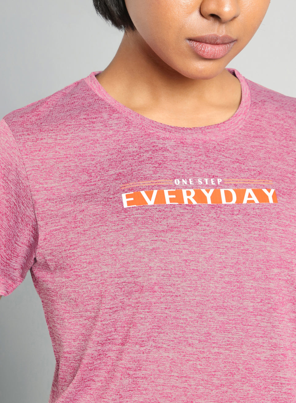 Women's Pink Training Textured T-shirt