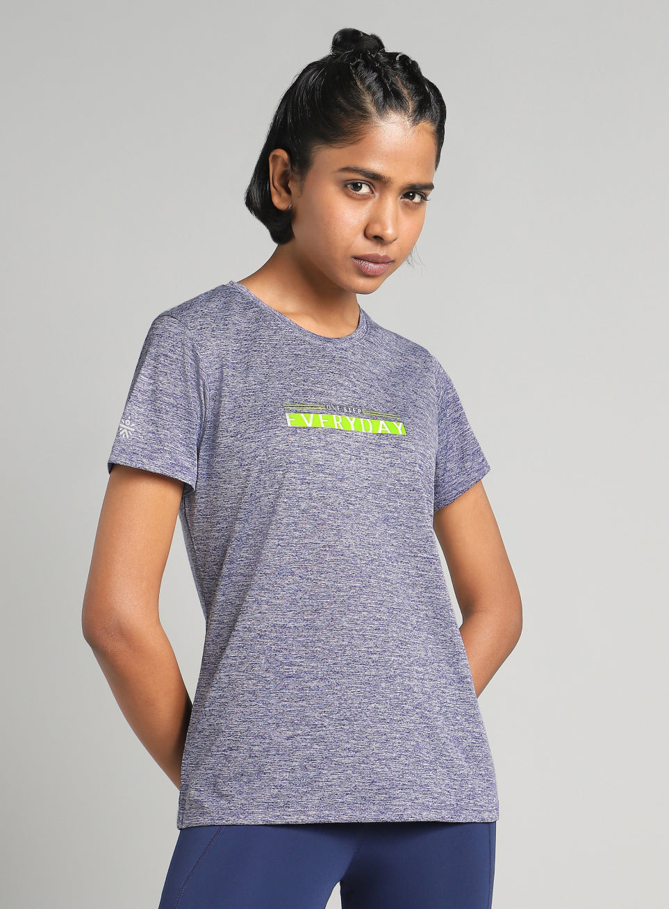 Women's Blue Training Textured T-shirt