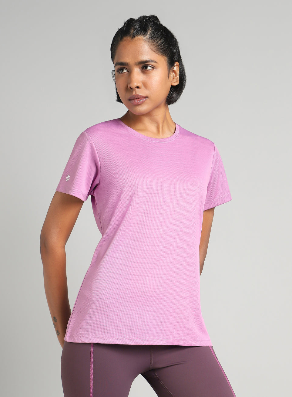 Women's Purple Performance T-Shirt with Minimal Graphic