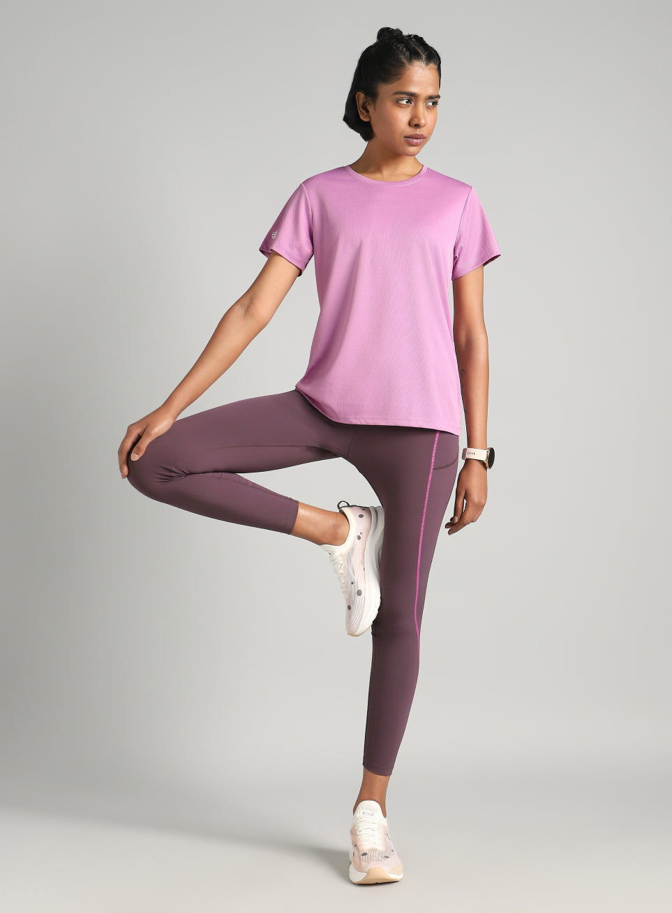 Women's Purple Performance T-Shirt with Minimal Graphic