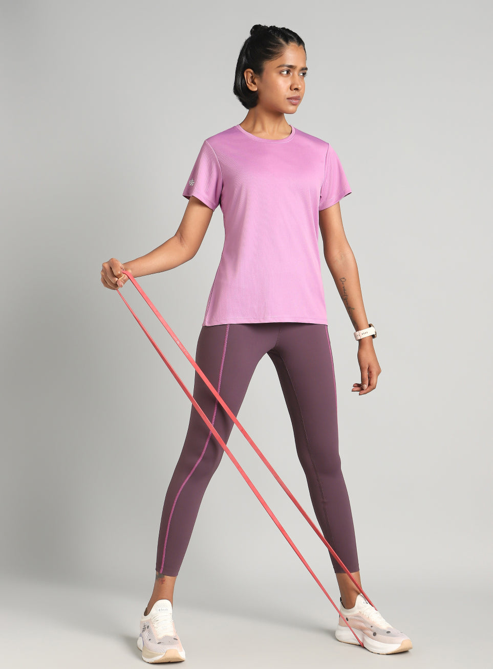Women's Purple Performance T-Shirt with Minimal Graphic