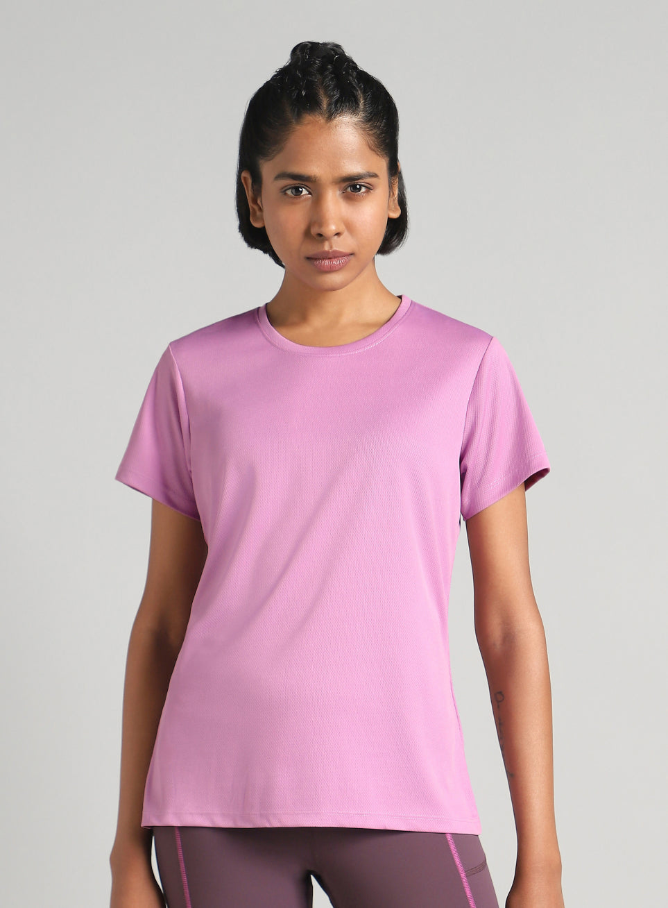 Women's Purple Performance T-Shirt with Minimal Graphic