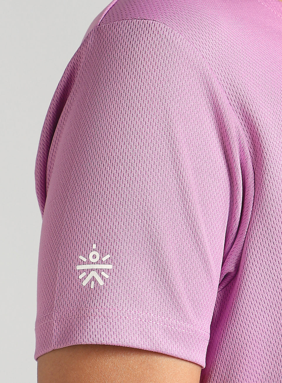 Women's Purple Performance T-Shirt with Minimal Graphic