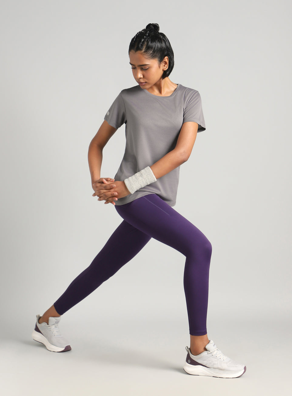 Women's Grey Performance T-Shirt with Minimal Graphic