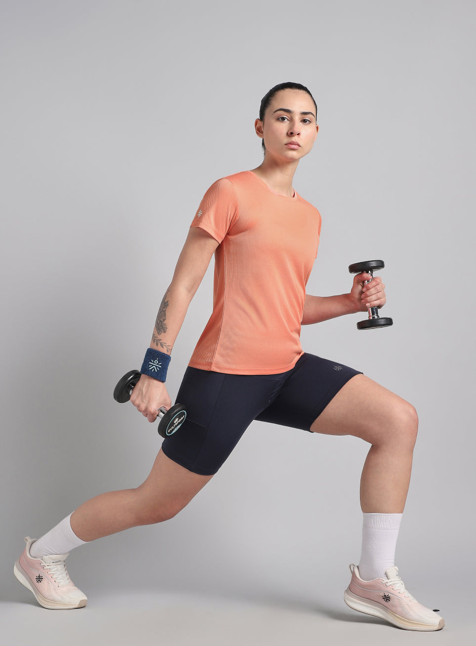 Women's Peach Performance T-Shirt with Minimal Graphic