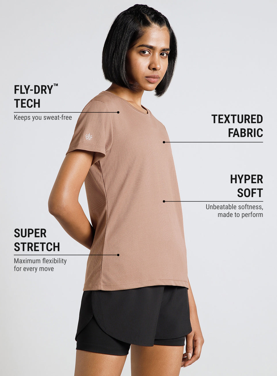 Women's Brown Performance T-shirt