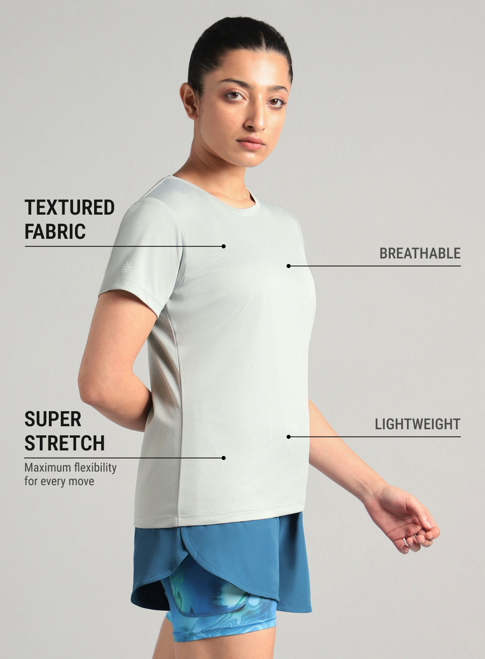 Women's Grey Melange Performance T-shirt