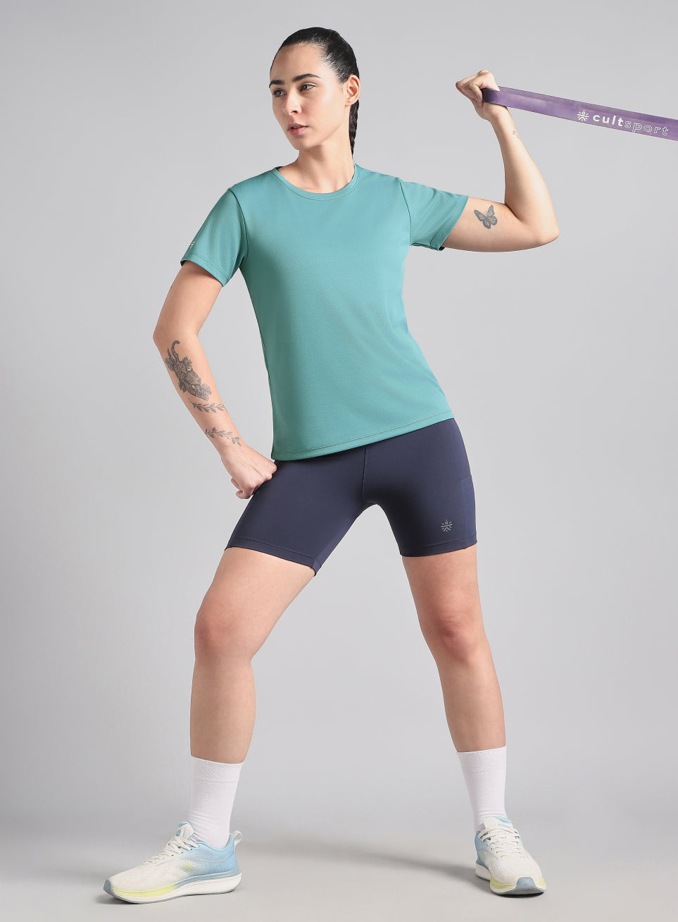 Women's Blue Melange Performance T-Shirt