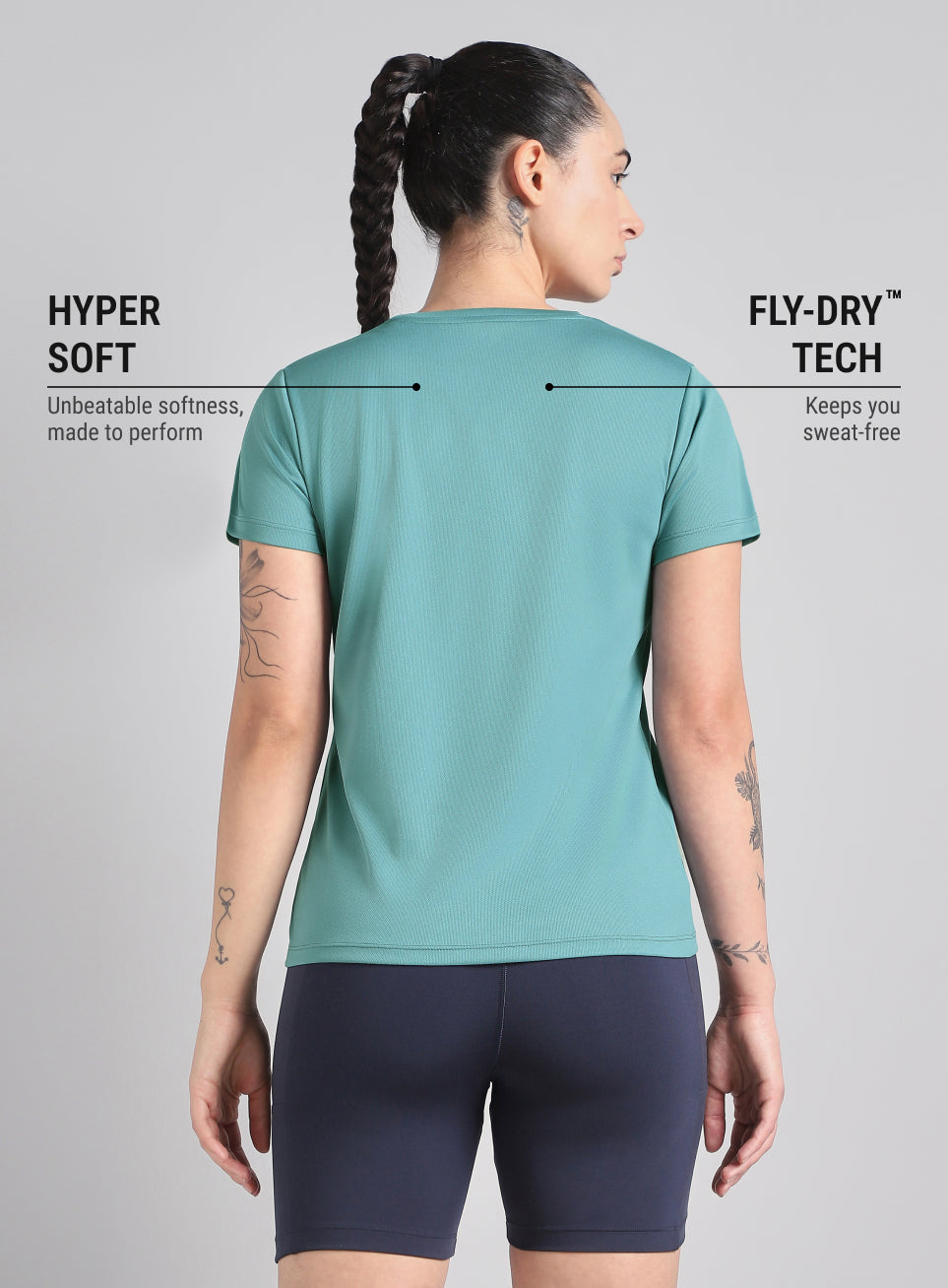 Women's Blue Melange Performance T-Shirt