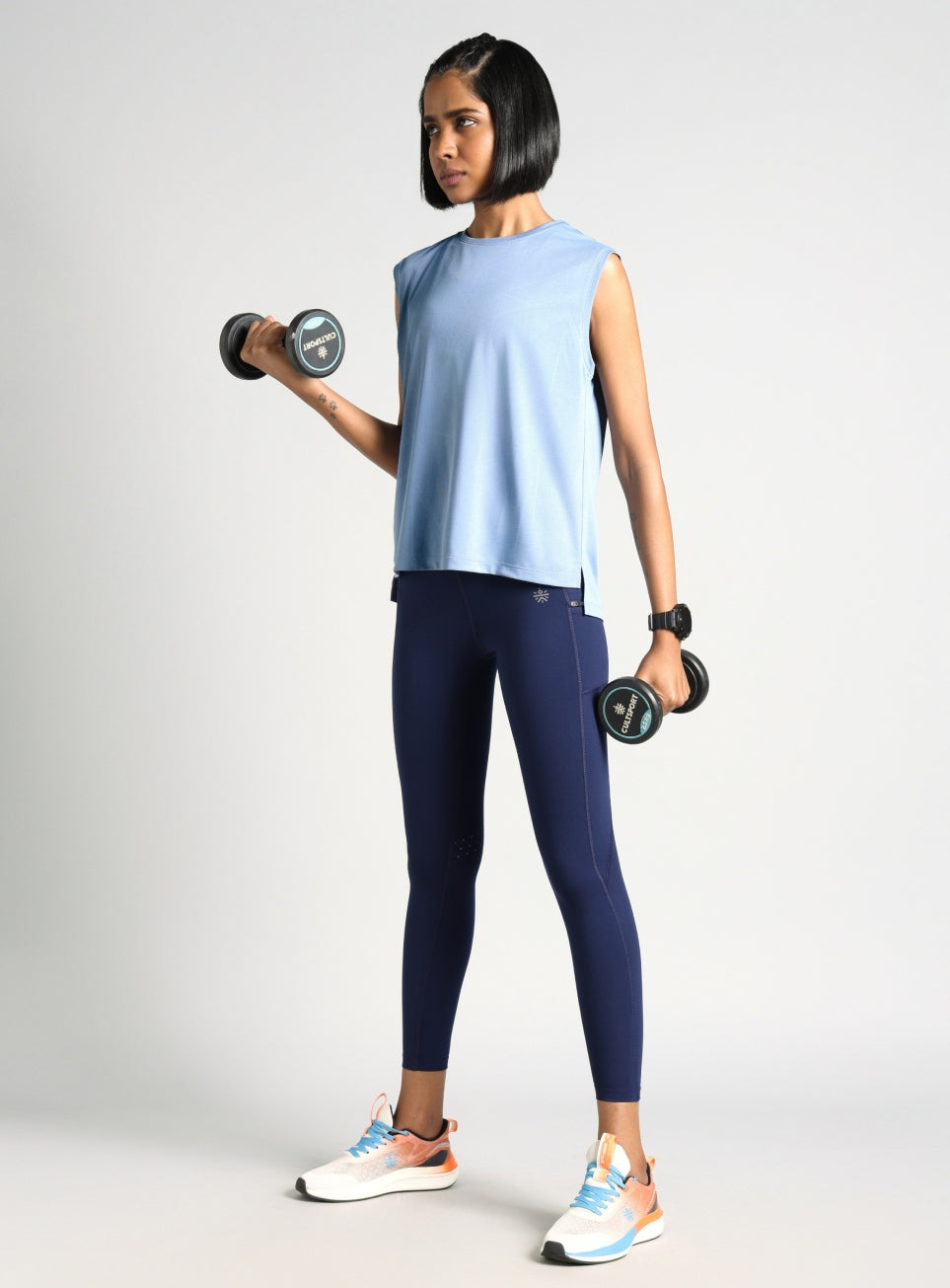 Women's Blue Boxy Fit Training Tank