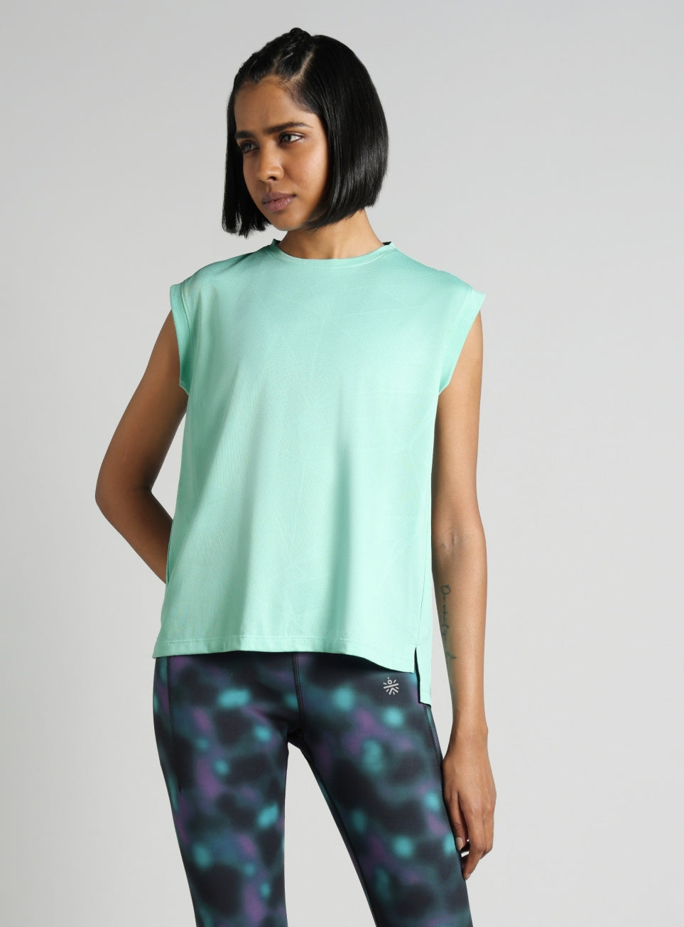 Women's Blue Boxy Fit Training Tank