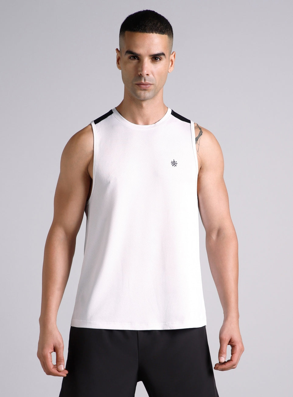 Men's White Train All Day Tank