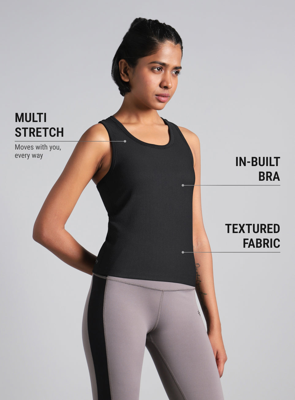 Women's Black Run Built-In Tank
