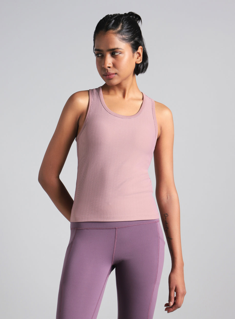 Women's Pink Run Built-In Tank Sports Bra
