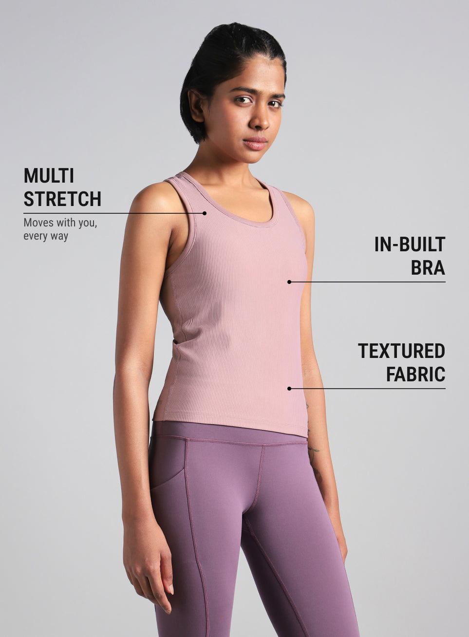 Women's Pink Run Built-In Tank Sports Bra