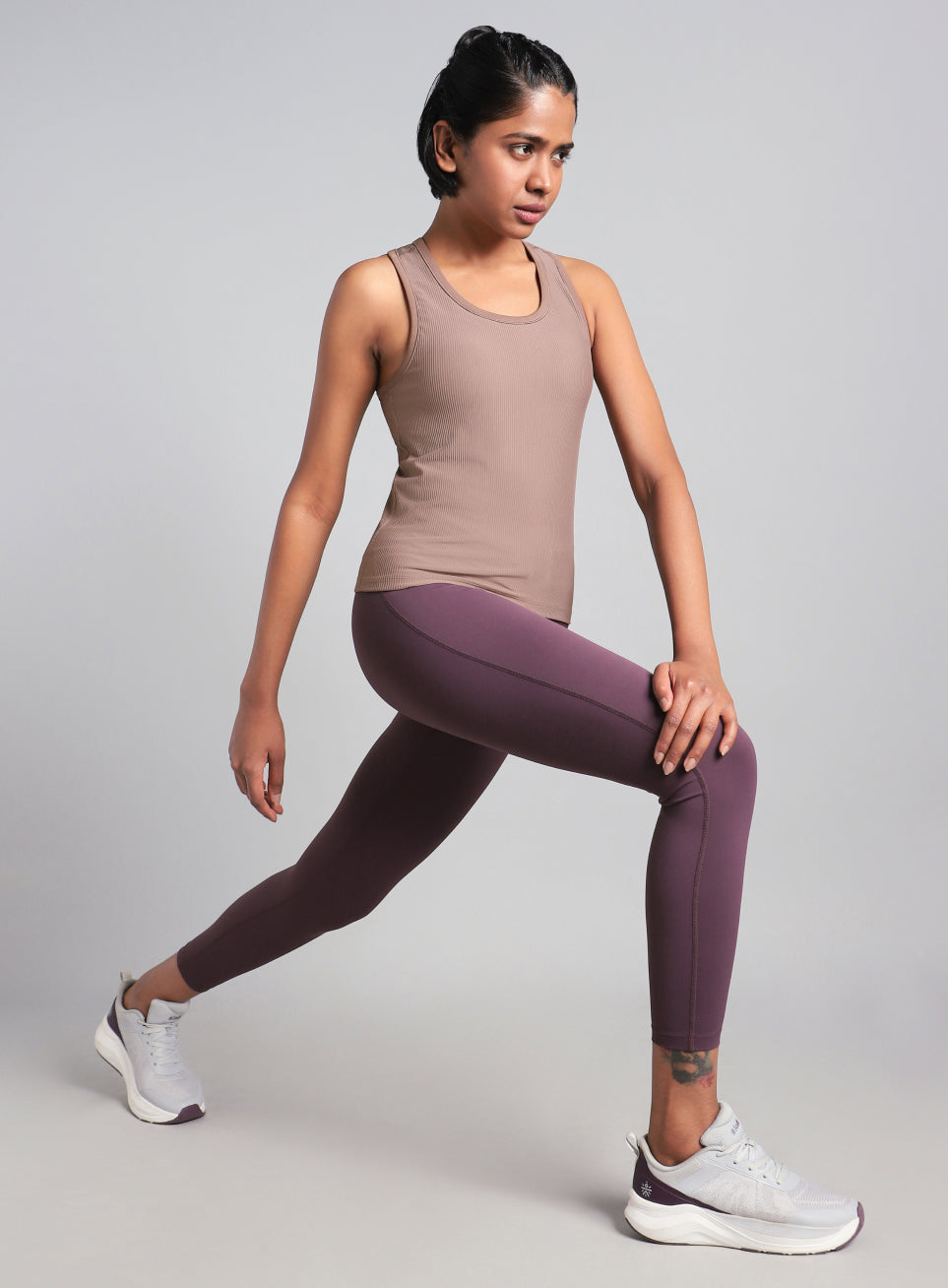 Women's Brown Run Built-In Tank