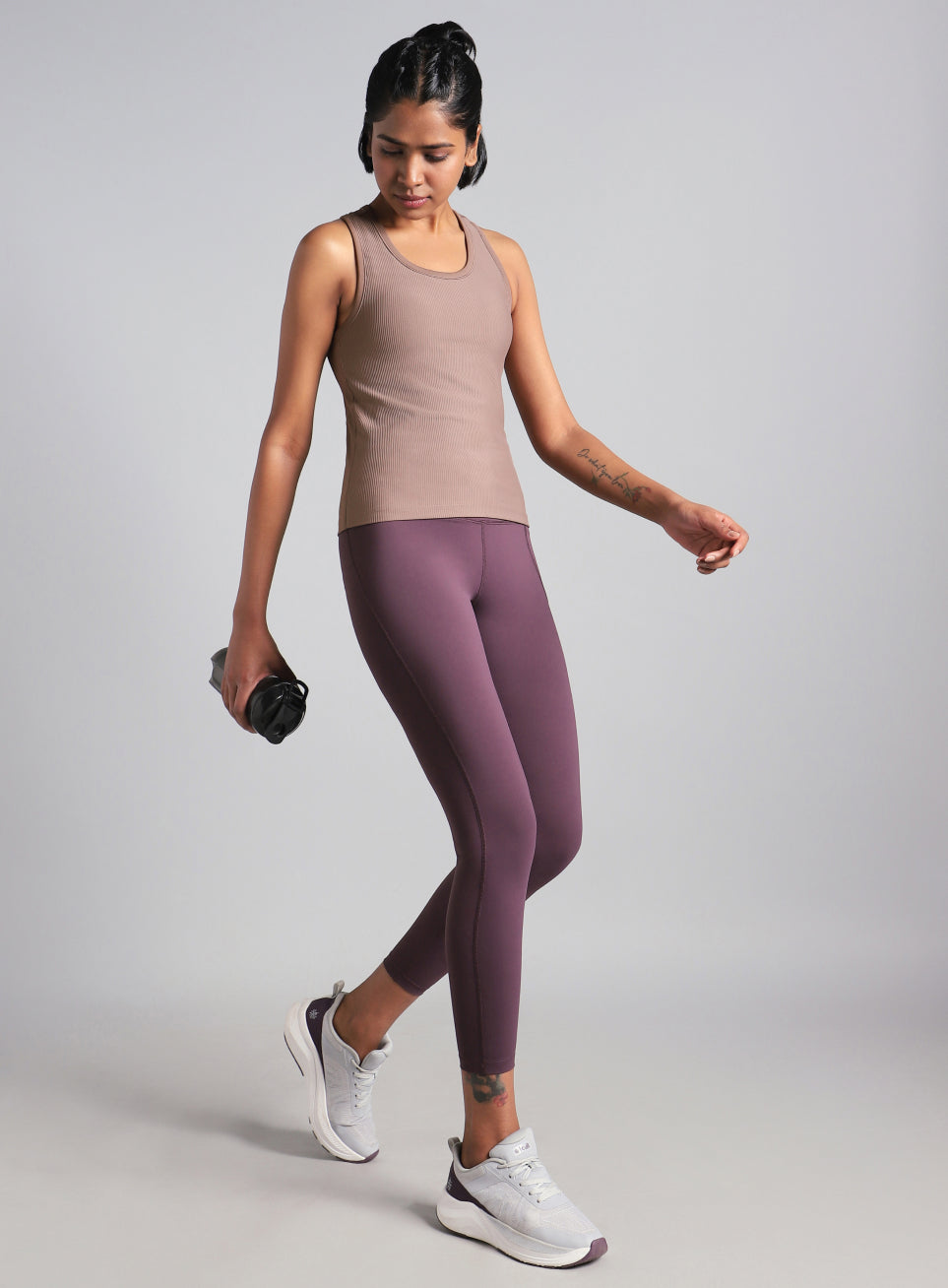 Women's Brown Run Built-In Tank