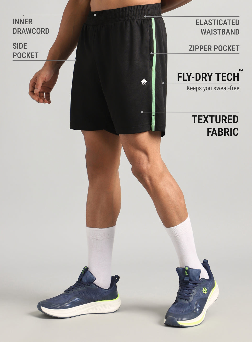 Men's Black Power Pop Active Shorts