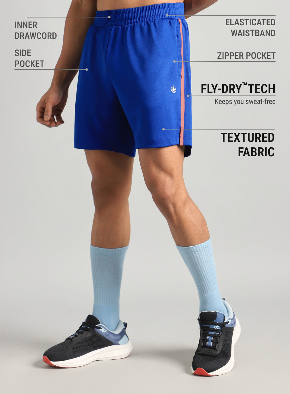 Men's Blue Power Pop Active Shorts