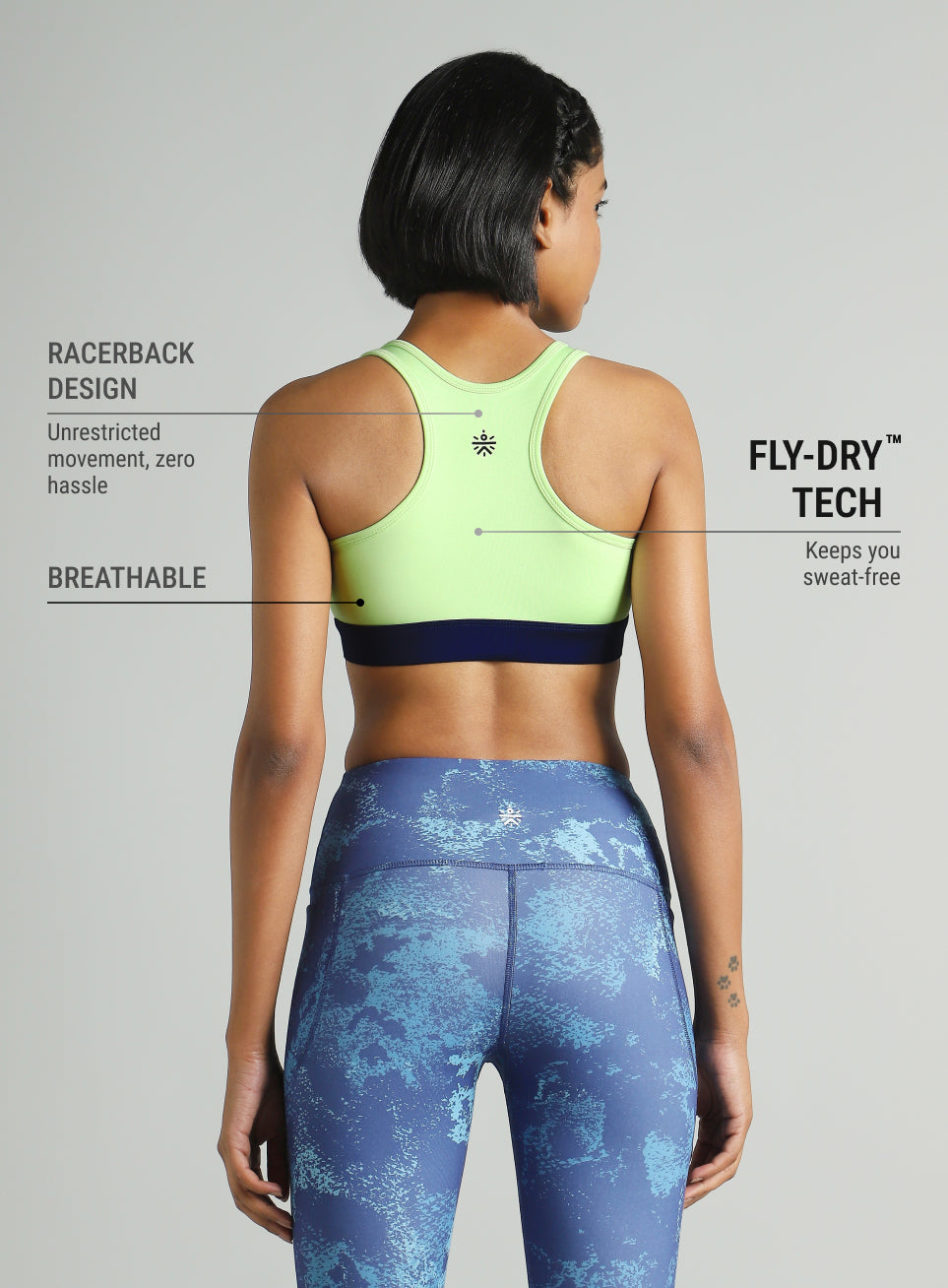 Women's Green Front Zip High Support Training Bra