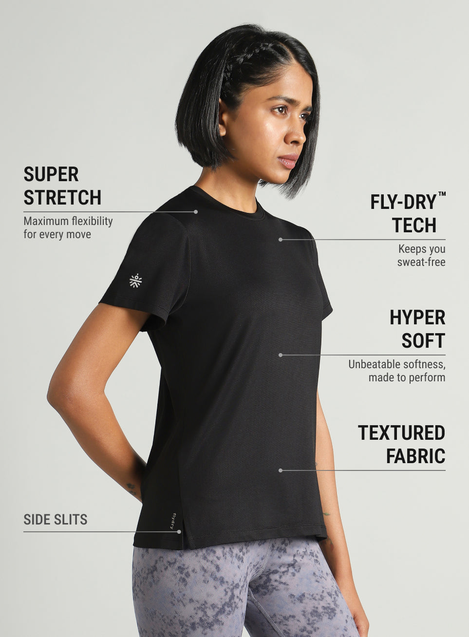 Women's Black Swift Back Vent Training T-shirt