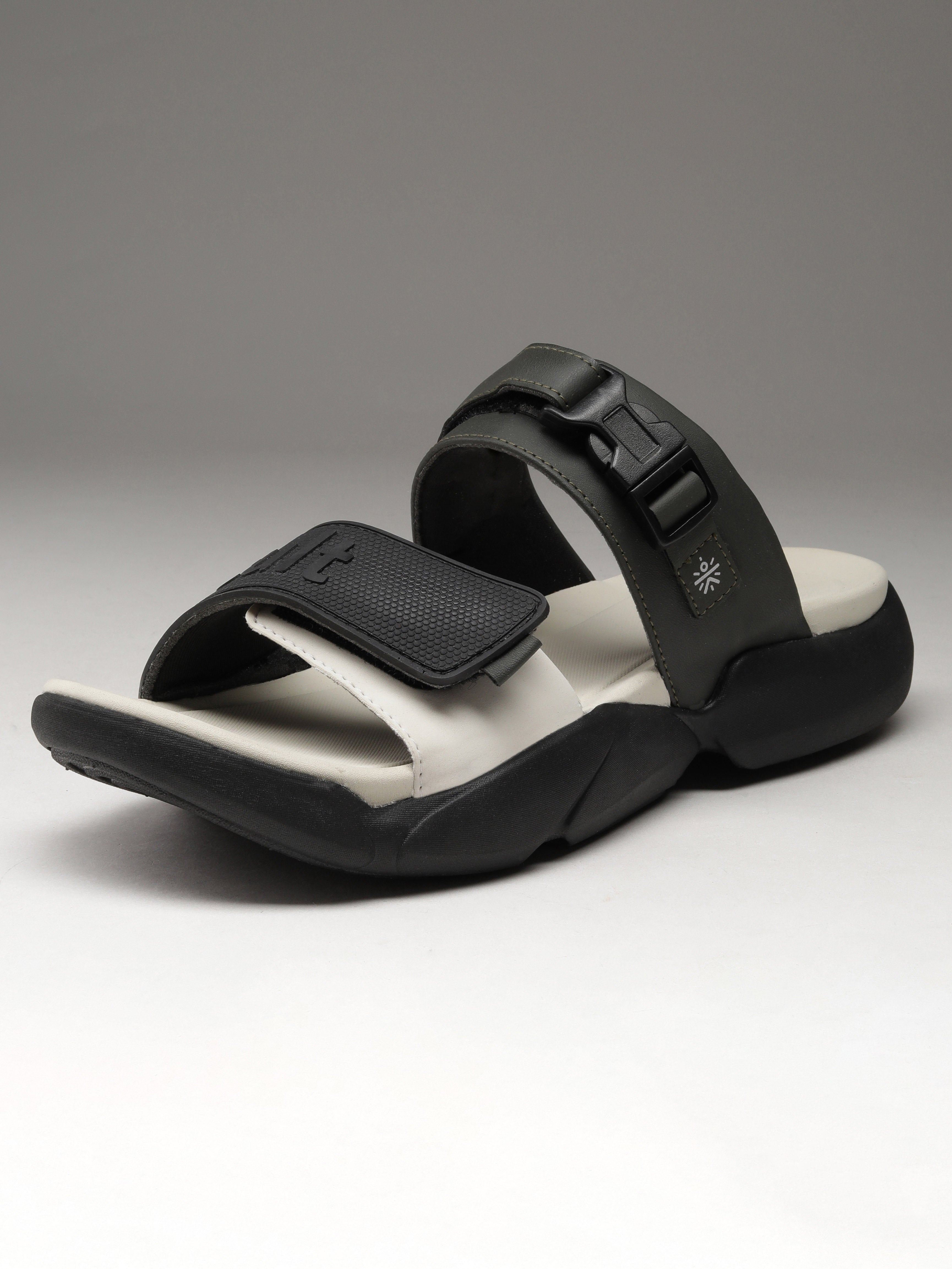 cult Men's GripFlex Sliders - Beige/Olive