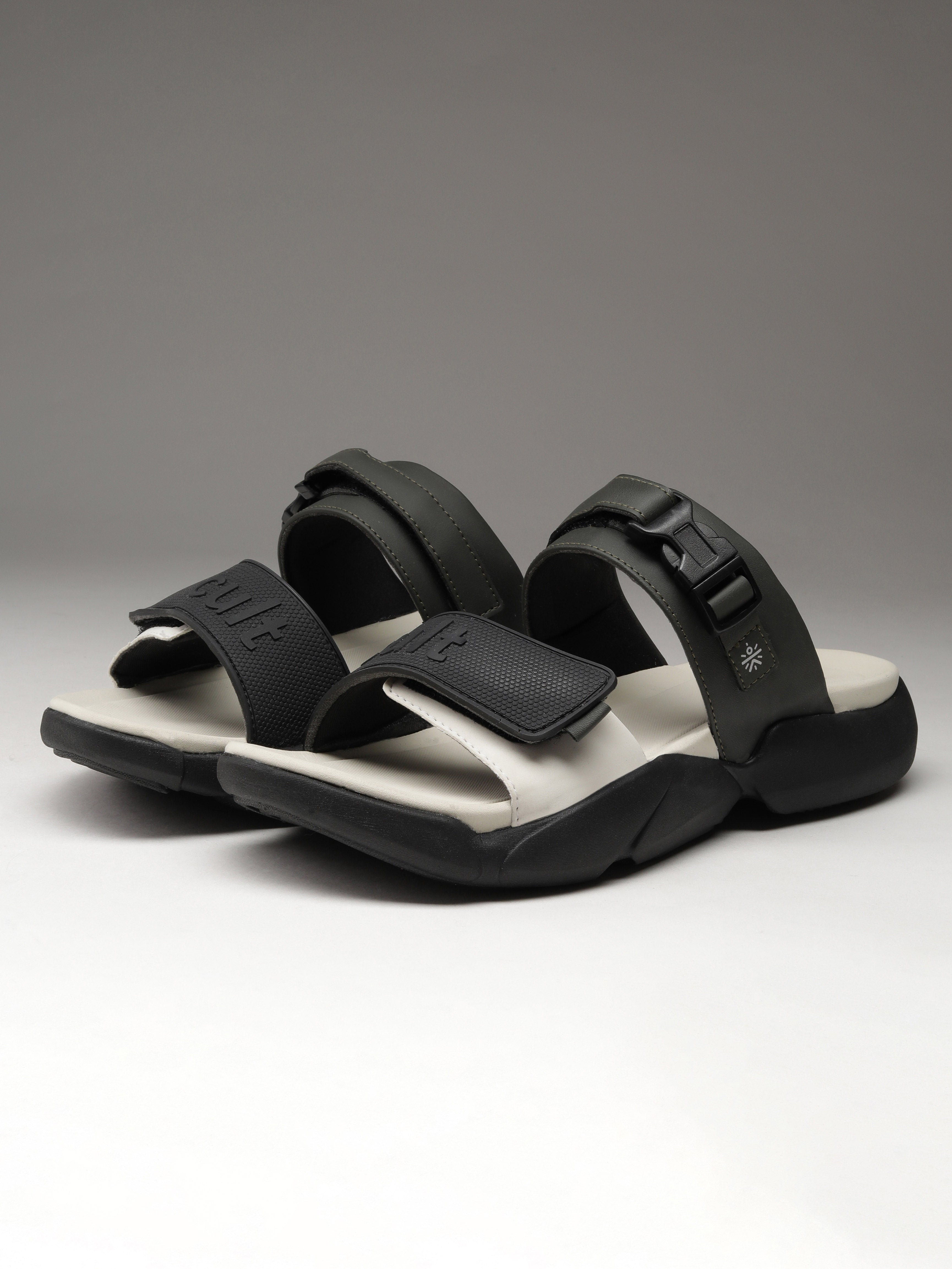cult Men's GripFlex Sliders - Beige/Olive