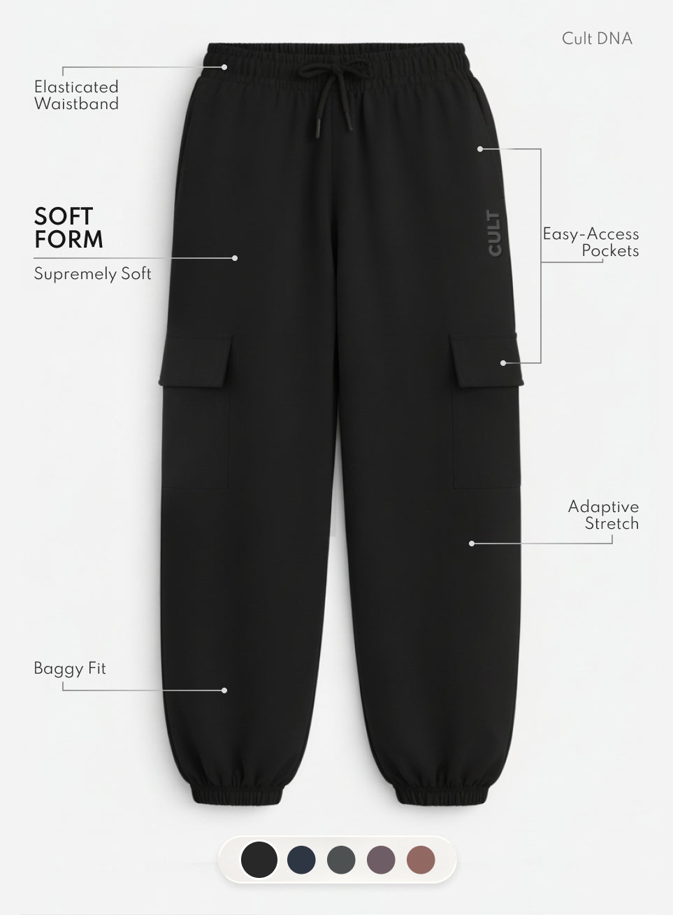 Women's Black Soft Form Loose Fit Joggers