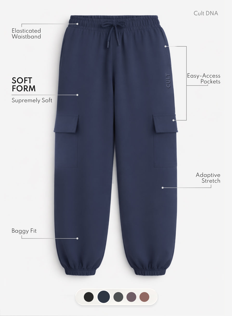 Women's Navy Soft Form Loose Fit Joggers