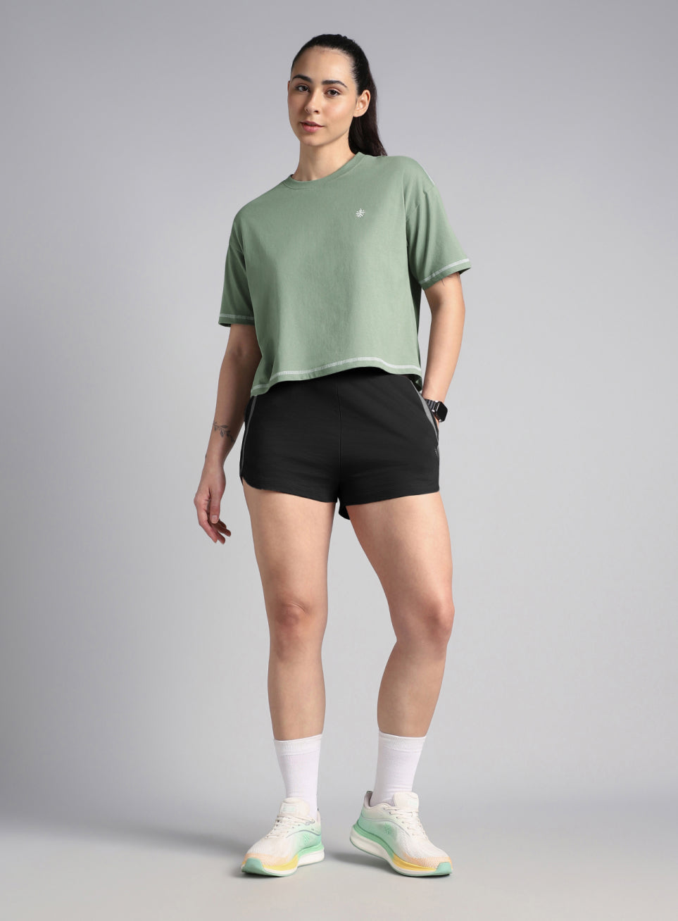 Women's Green Unity Boxy Crop Fit Top