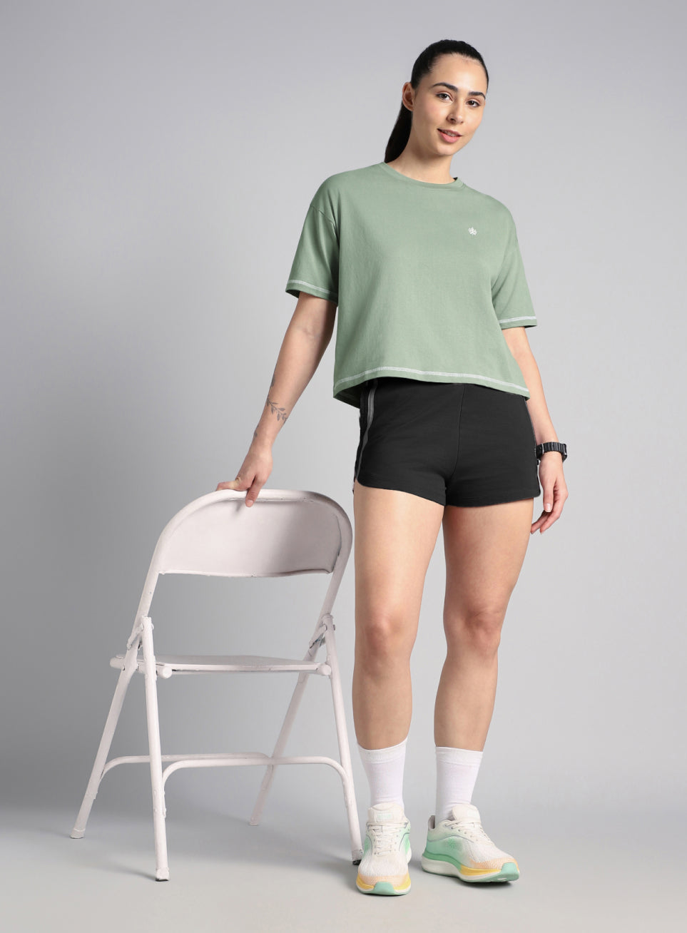 Women's Green Unity Boxy Crop Fit Top