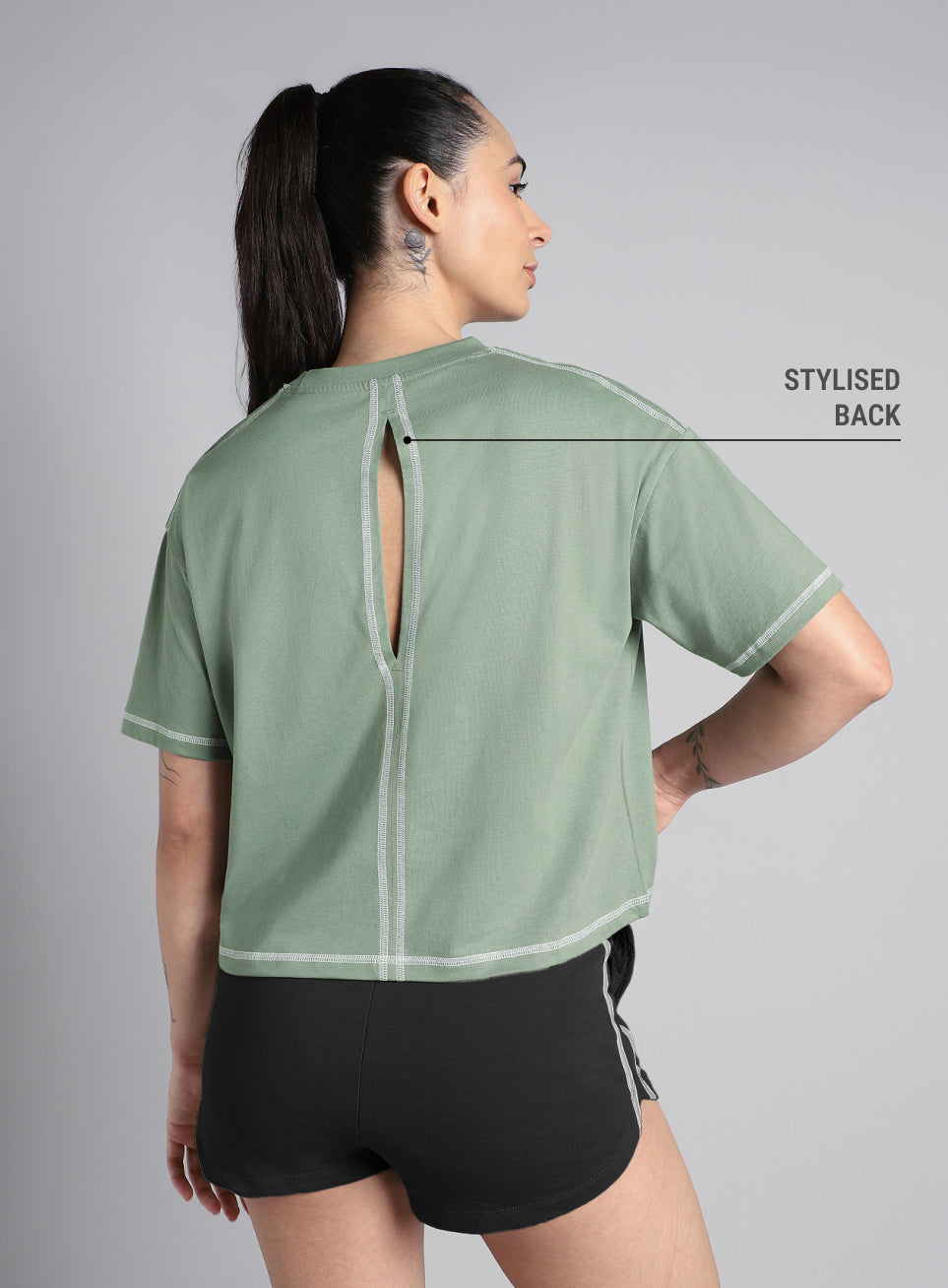 Women's Green Unity Boxy Crop Fit Top