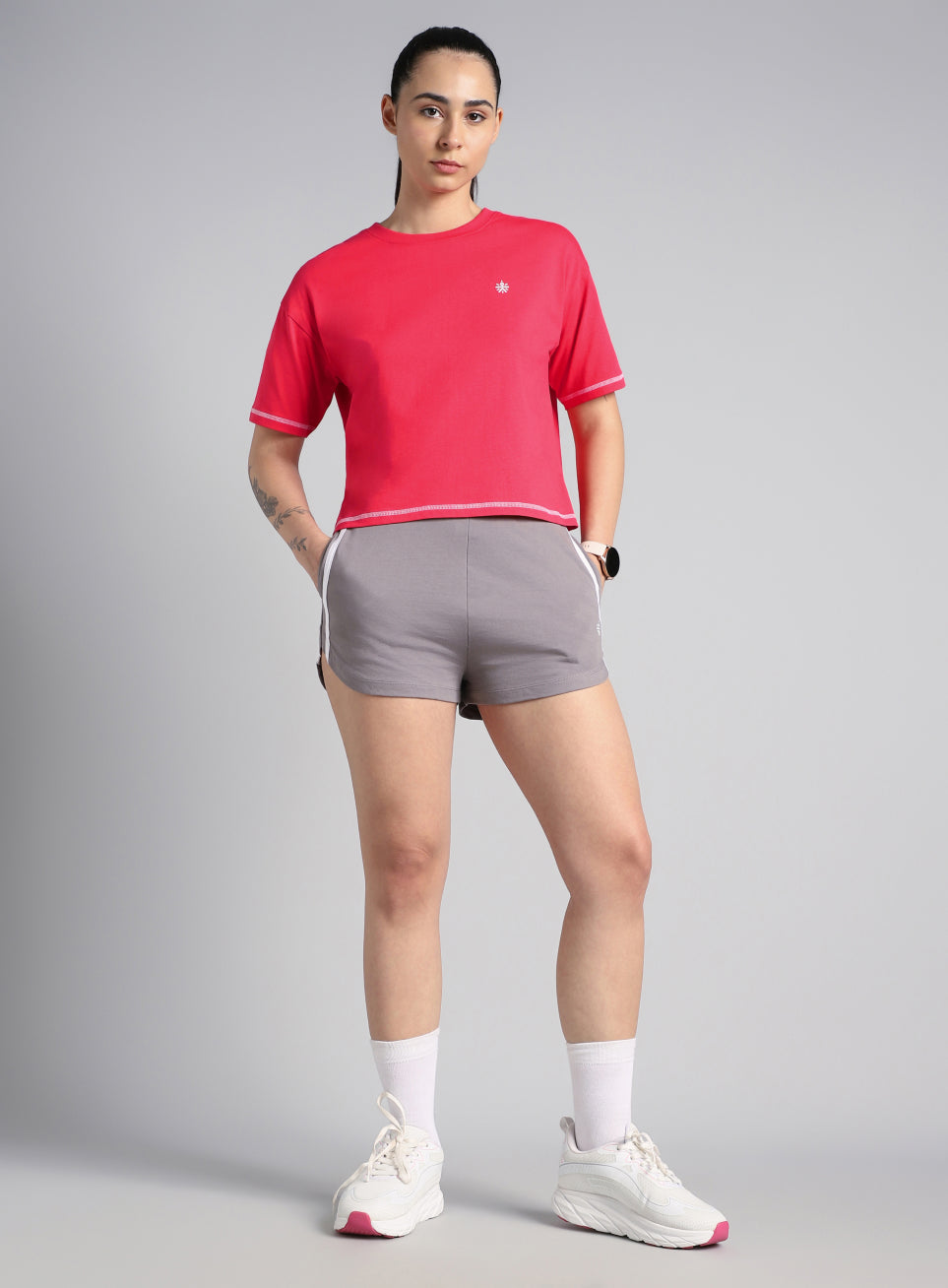 Women's Red Unity Boxy Crop Fit Top