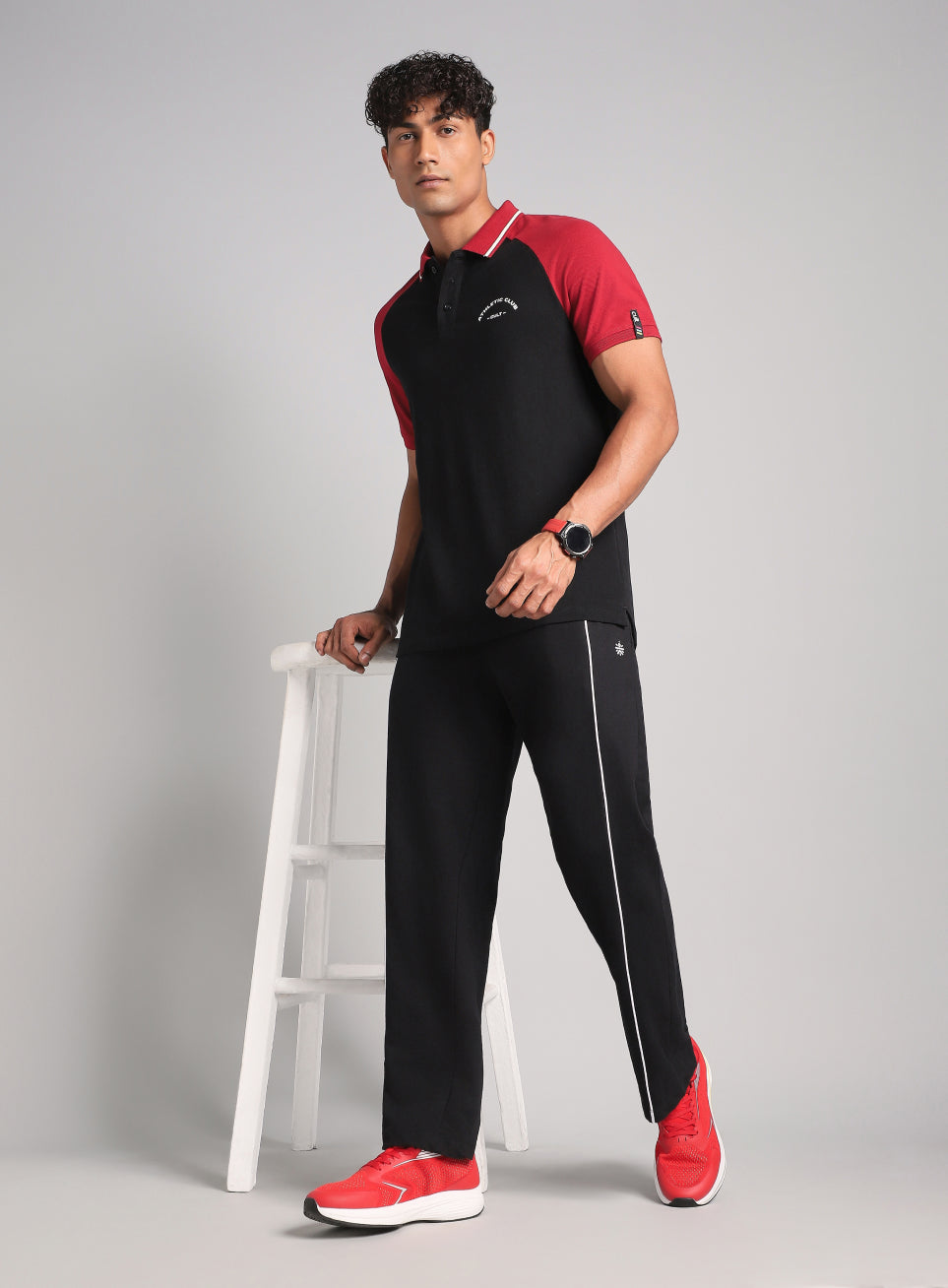 Men's Black Athletic Club Polo T-Shirt