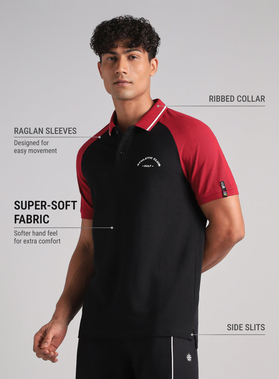 Men's Black Athletic Club Polo T-Shirt