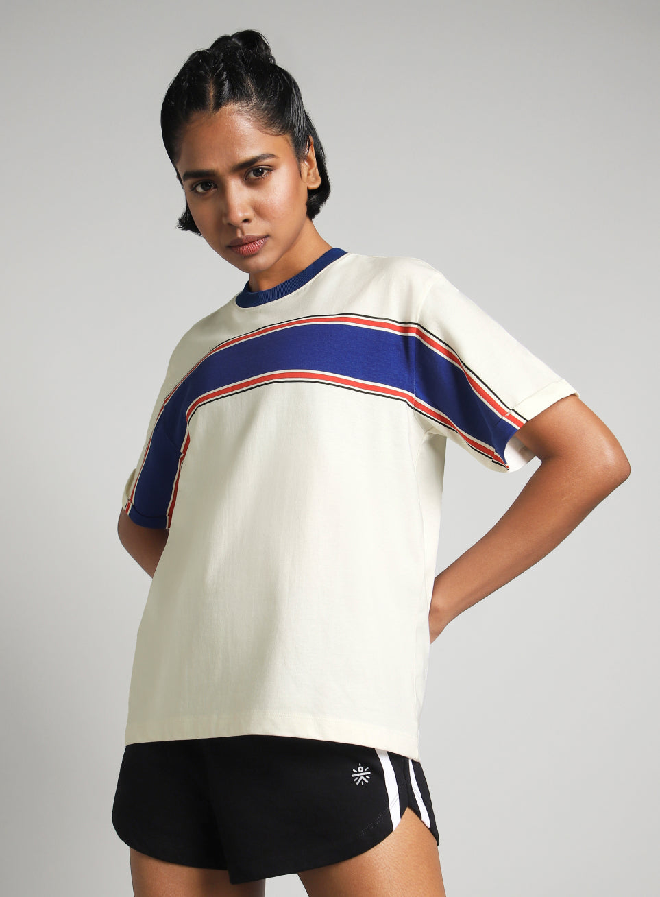 Women's Off White Pop Block Playful Relaxed Fit T-shirt