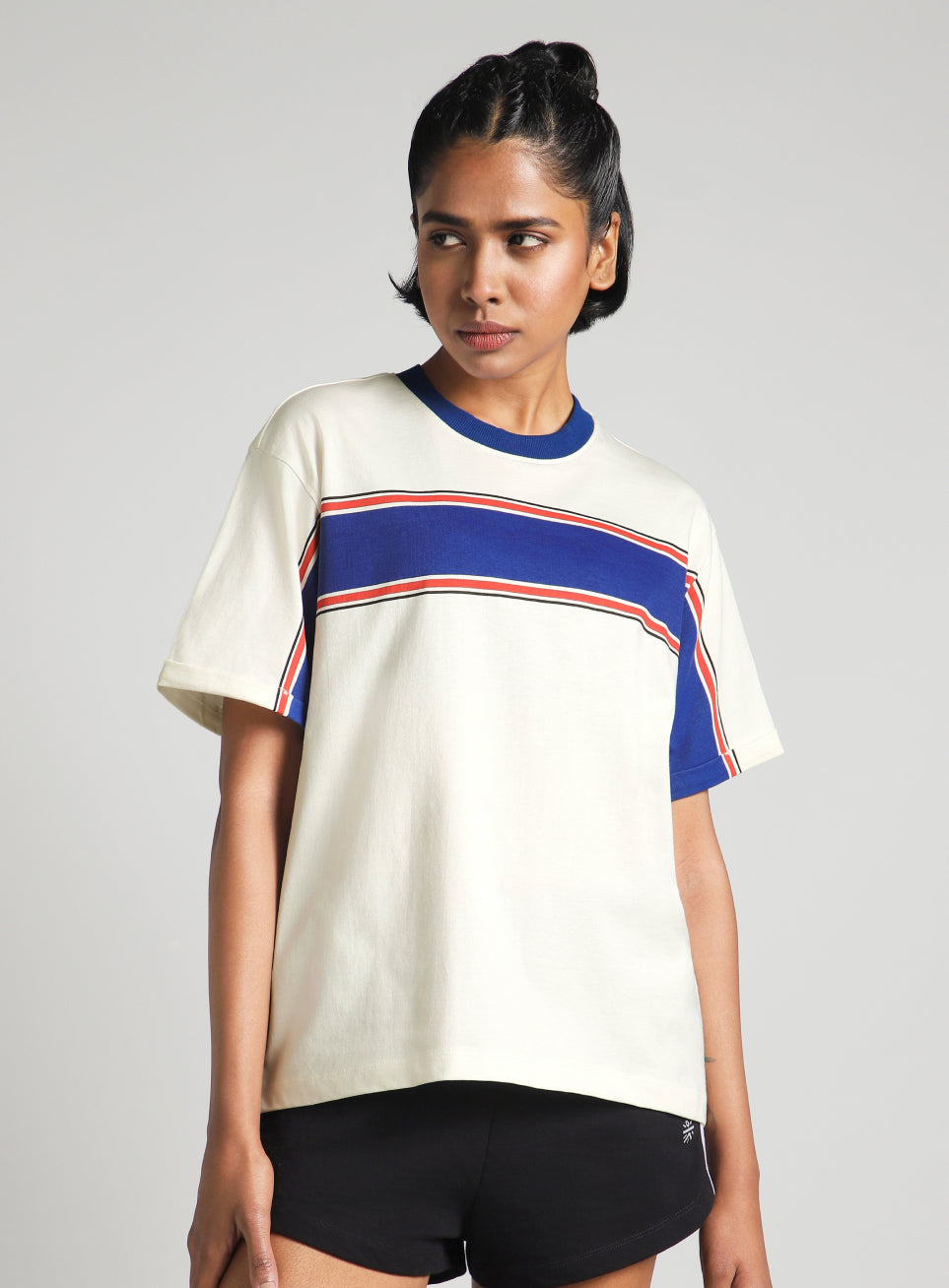 Women's Off White Pop Block Playful Relaxed Fit T-shirt