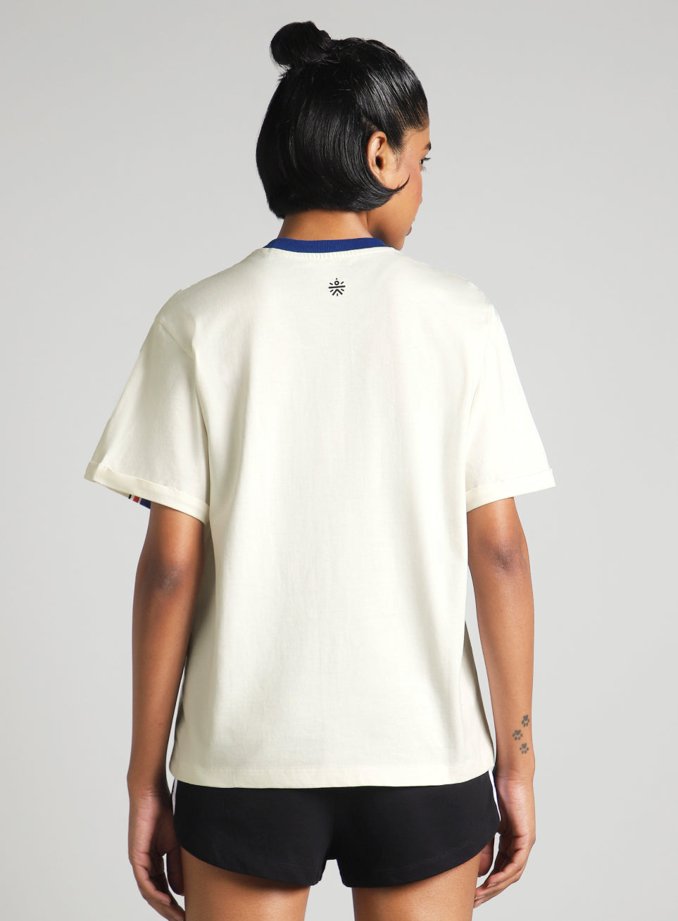 Women's Off White Pop Block Playful Relaxed Fit T-shirt