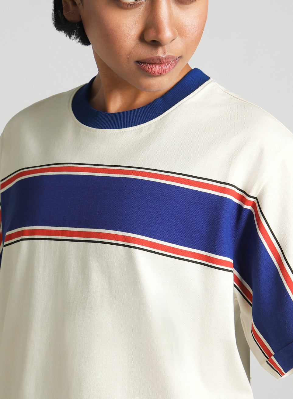 Women's Off White Pop Block Playful Relaxed Fit T-shirt