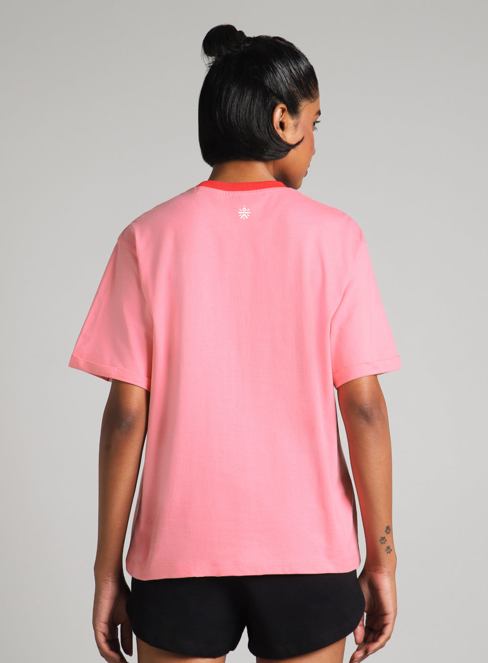 Women's Pink Pop Block Playful Relaxed Fit T-shirt
