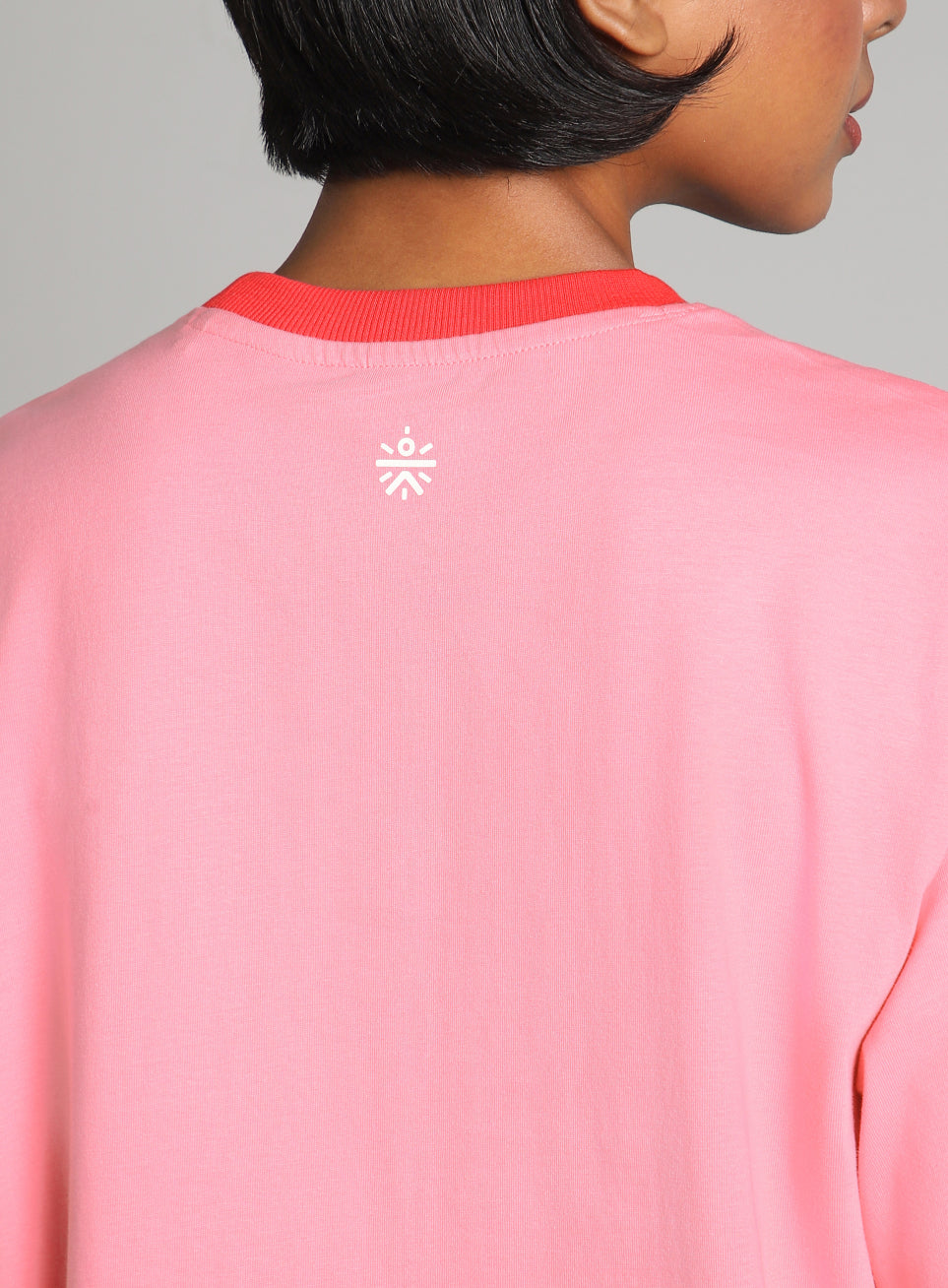 Women's Pink Pop Block Playful Relaxed Fit T-shirt